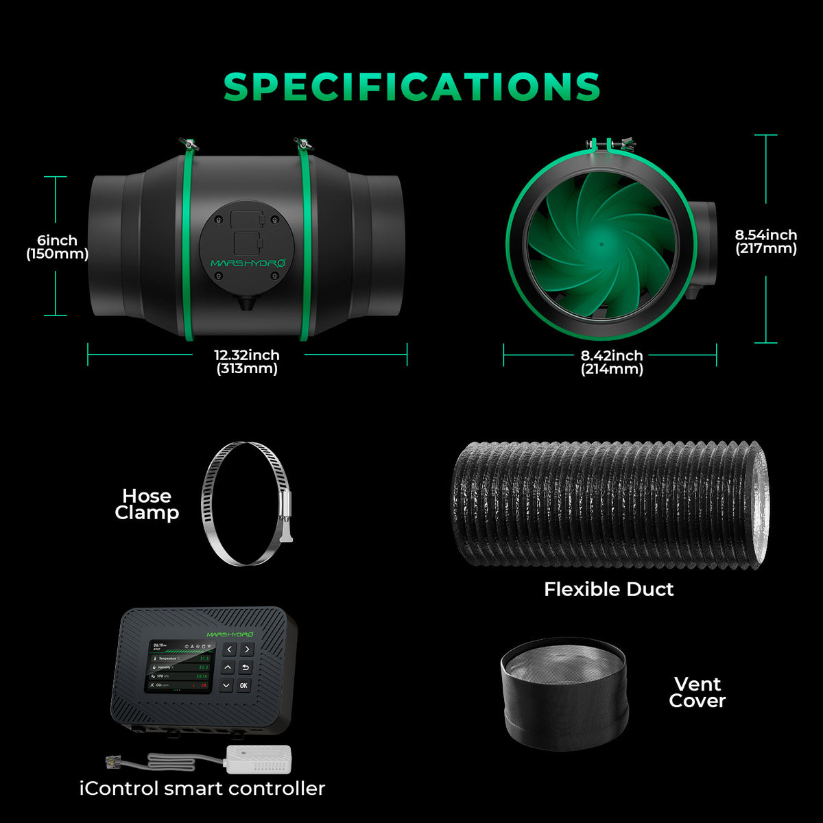 Mars Hydro iFresh 6-inch Ventilatieset + iControl